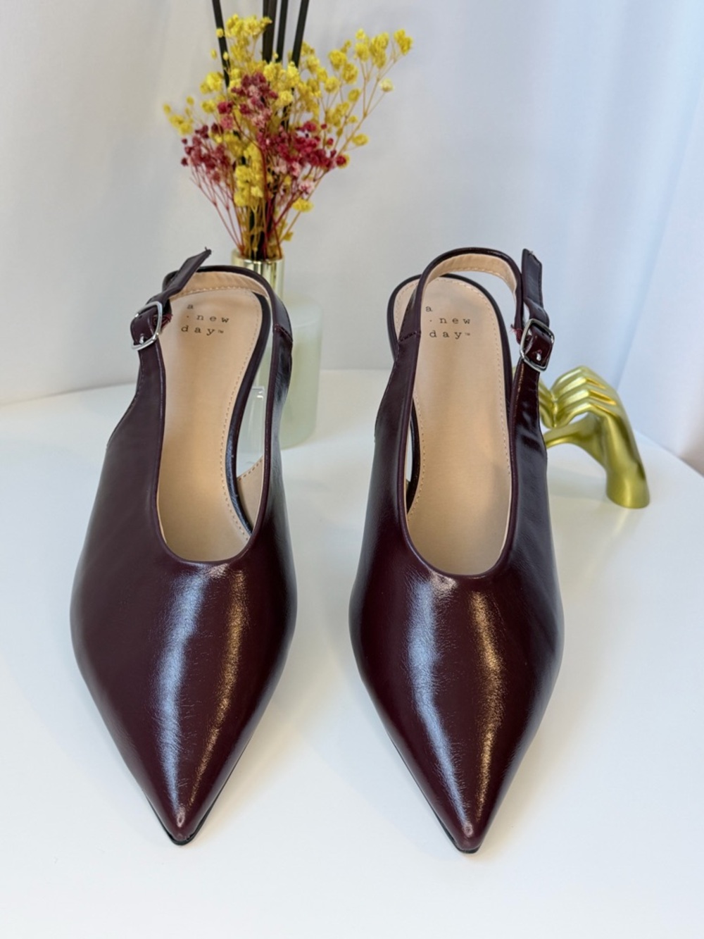 a new day Pointed Toe Slingback Mules in Burgundy